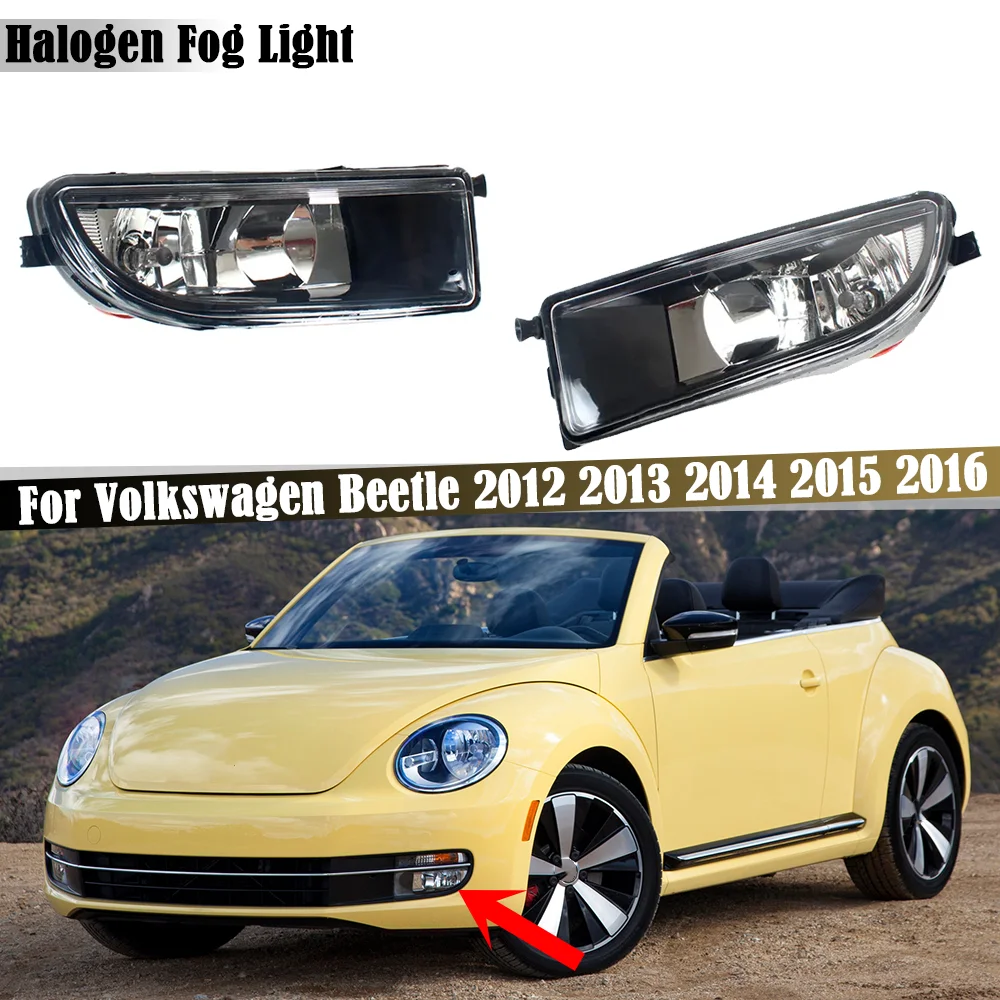 

Галогенные Противотуманные фары на передний бампер автомобиля, противотуманные фары с лампочками для Volkswagen VW Beetle 2012 2013 2014 2015 2016 5C5941699C 5C5941700C