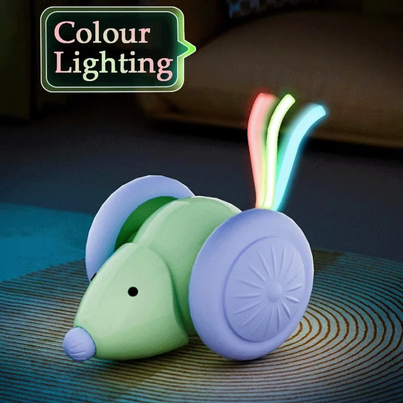 Automatic Cat Mouse Toy-Laser Tail Obstacle Avoidance Long Battery Life Fun & Engaging for Cats Dog Playing Smart Cat Mouse Toy