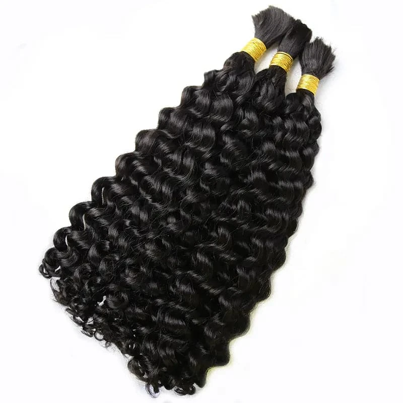 100% Human Hair Bundles For Braiding Deep Wave Virgin Hair Extensions Natural Color Braids No Weft Bulk Extension For Women
