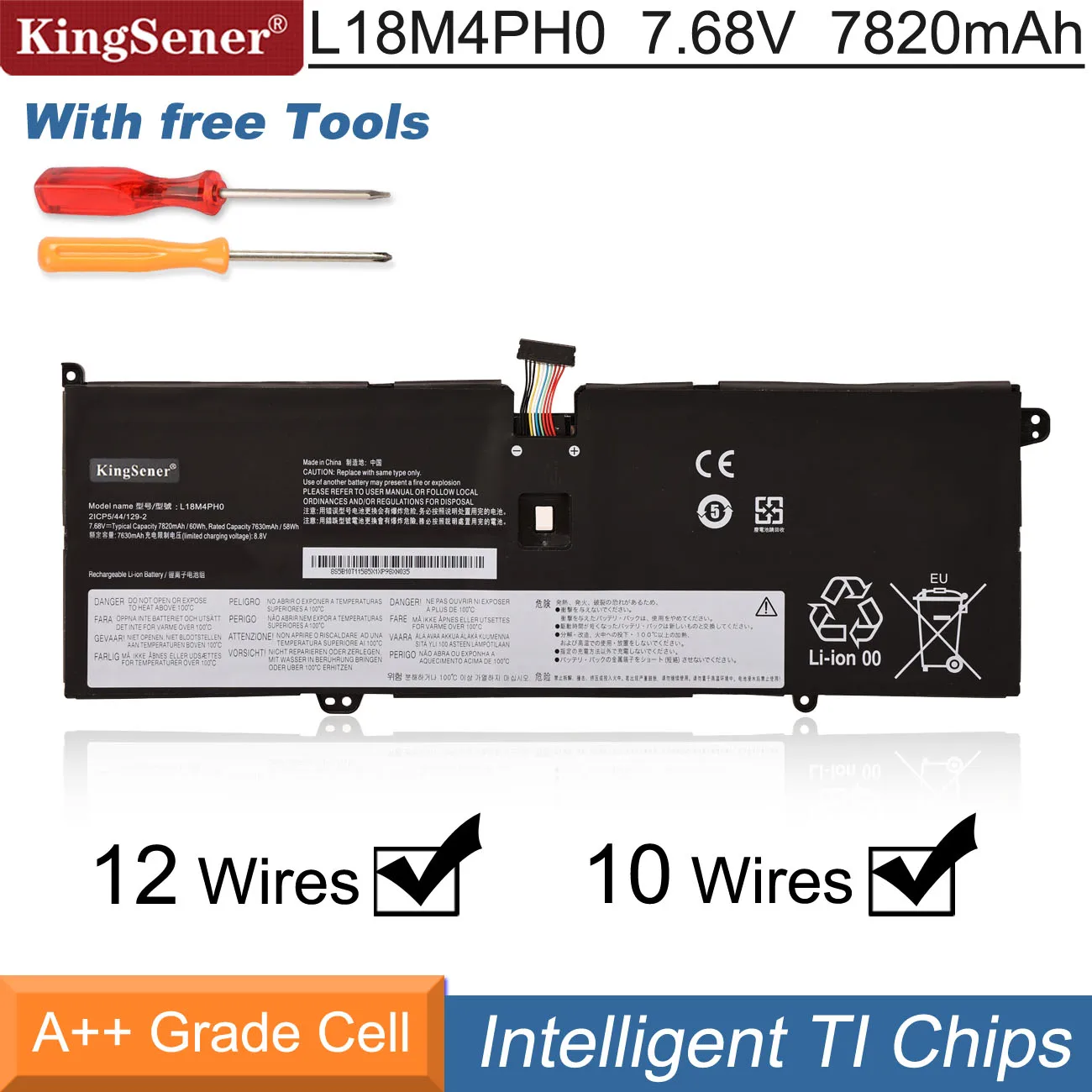 Kingsener L18m4ph0 L18c4ph0 Bateria do Portátil para Lenovo Yoga C940 C94014iil 81q9 Series 5b10t11585 5b10w67374 5b10t11586 60wh