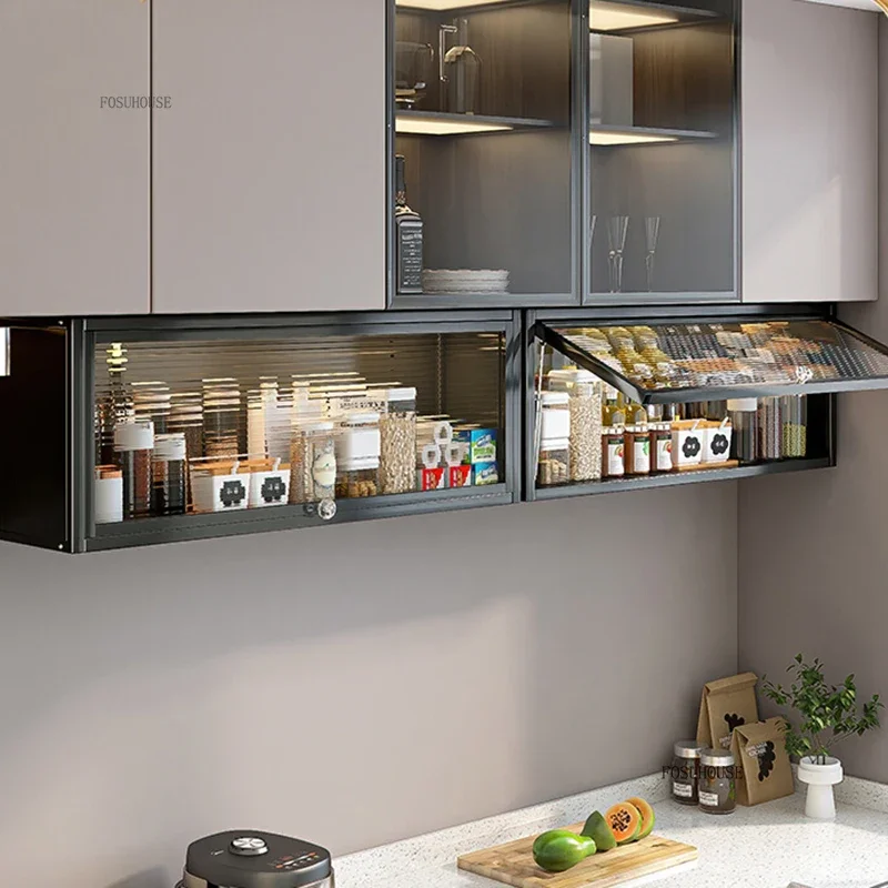 Modern Carbon Steel Kitchen Cabinets Home Spice Storage Cabinet Minimalist Multi-functional Wall-mounted Storage Kitchen Cabinet