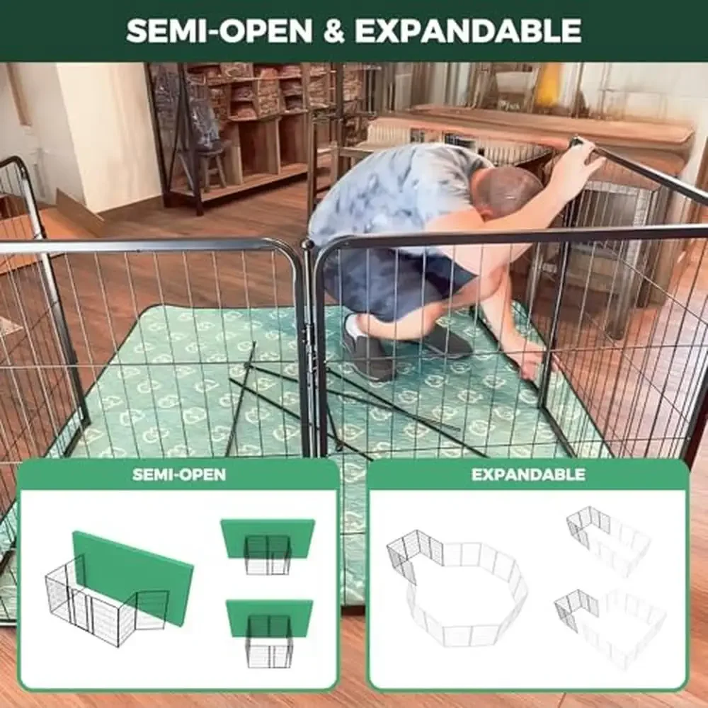 Indoor Dog Playpen Stress-Free Safe 45 Inch 16 Panels Large Dogs Black Accessible Expandable Strong Construction No Sharp Edges