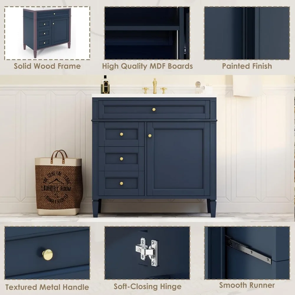 Bathroom Organizers, Bathroom Vanity With Sink, Modern Bathroom Cabinet With Drawers And Tip Out Drawer, Freestanding Bathroom V 5