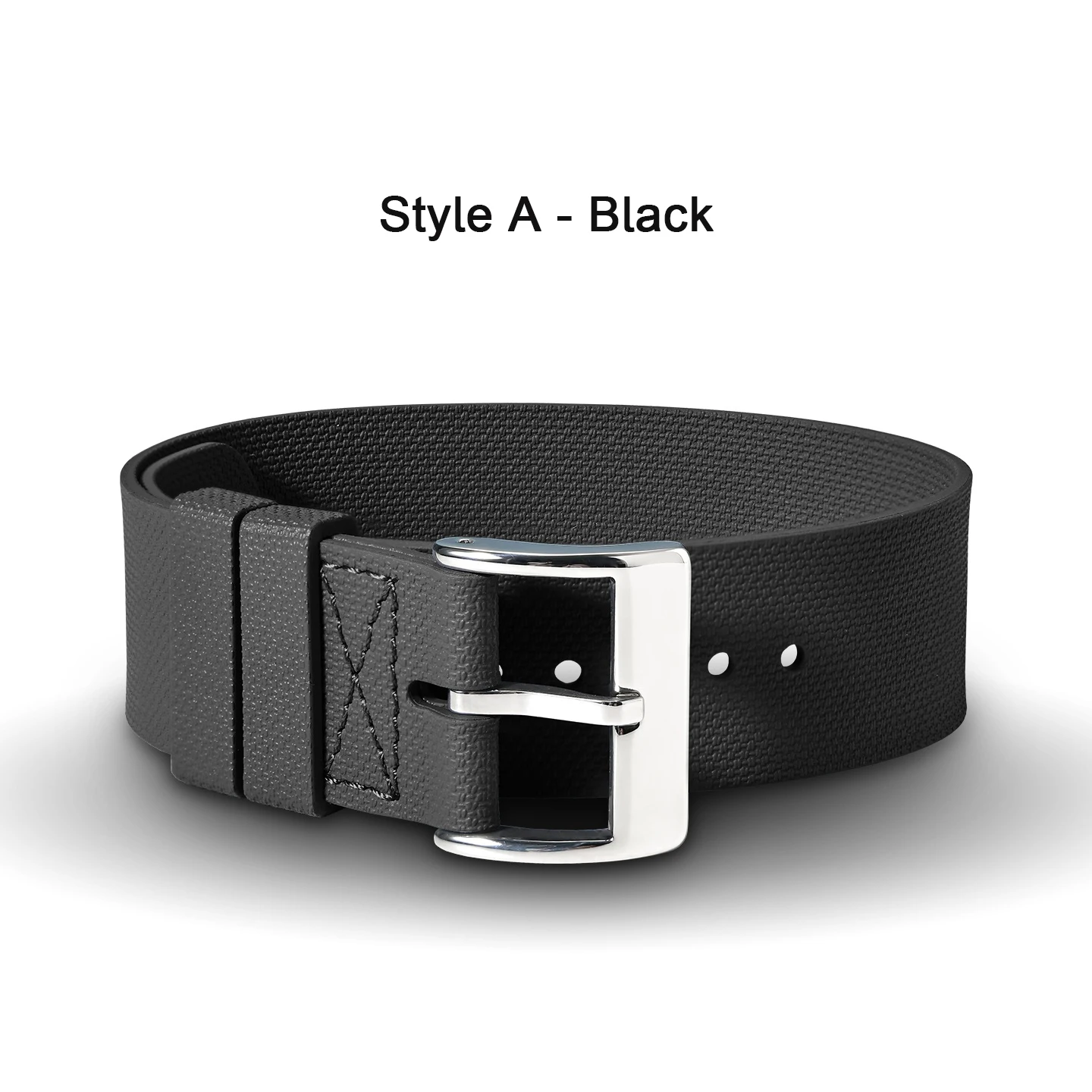Durable Fluoro Rubber Sport Watch Band - Premium Military-Style One Piece Strap