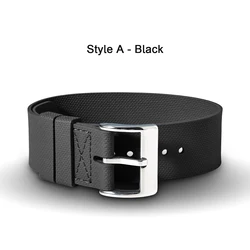 Durable Fluoro Rubber Sport Watch Band - Premium Military - Style One Piece Strap - 21mm (A Black)