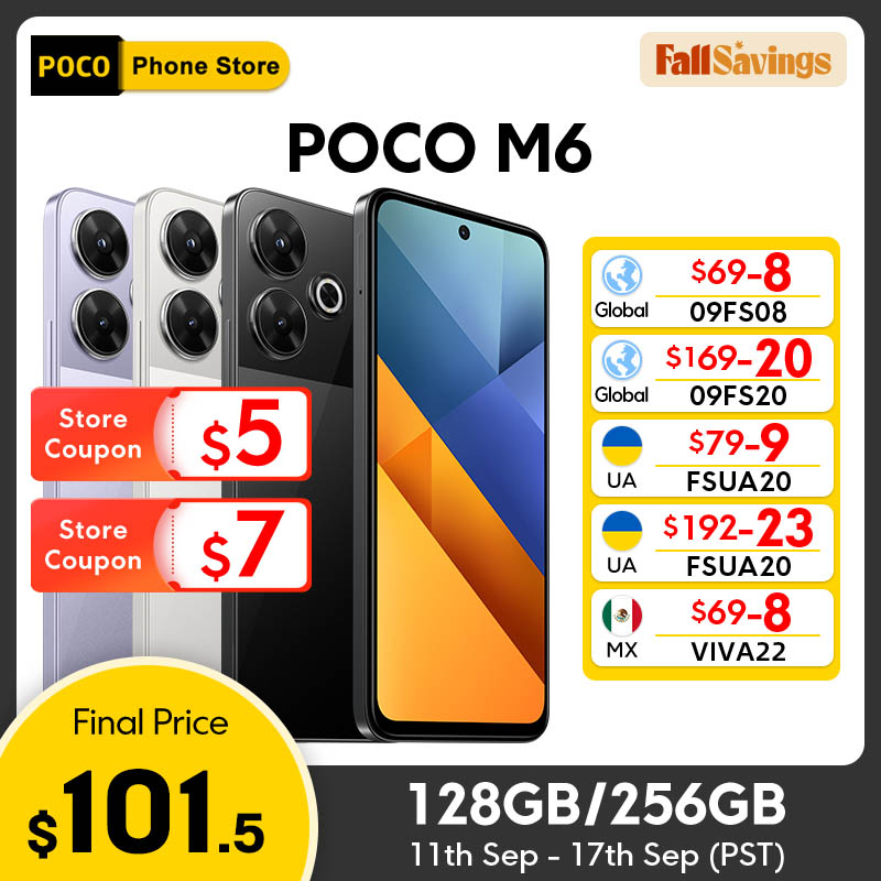 New POCO M6 Global Version Smartphone MediaTek Helio G91 Ultra 6.79'' 90Hz FHD+ Display 108MP Camera 33W Fast Charging  NFC