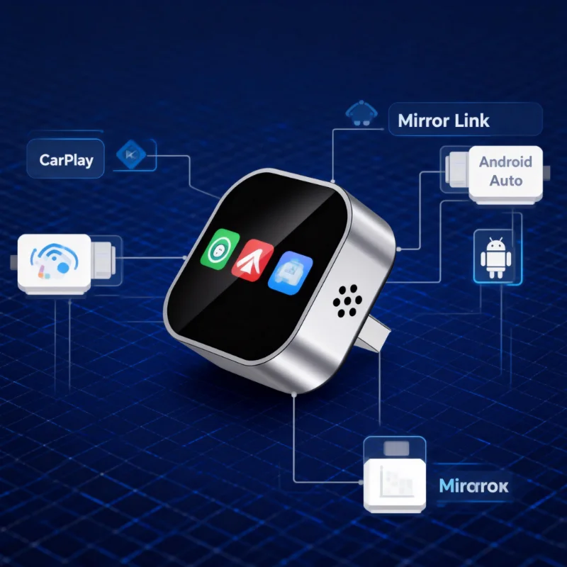 Adaptador Inalámbrico CarPlay 4 en 1 2026, Compatible con Android Auto y Duplicación de Pantalla, Conexión Plug & Play para Autos con CarPlay Cableado 1