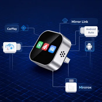 Adaptador Inalámbrico CarPlay 4 en 1 2026, Compatible con Android Auto y Duplicación de Pantalla, Conexión Plug & Play para Autos con CarPlay Cableado 1