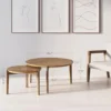 Kendall Round Modern Nesting Coffee Set of 2, Stacking Living Room Accent Tables, Light Brown 2