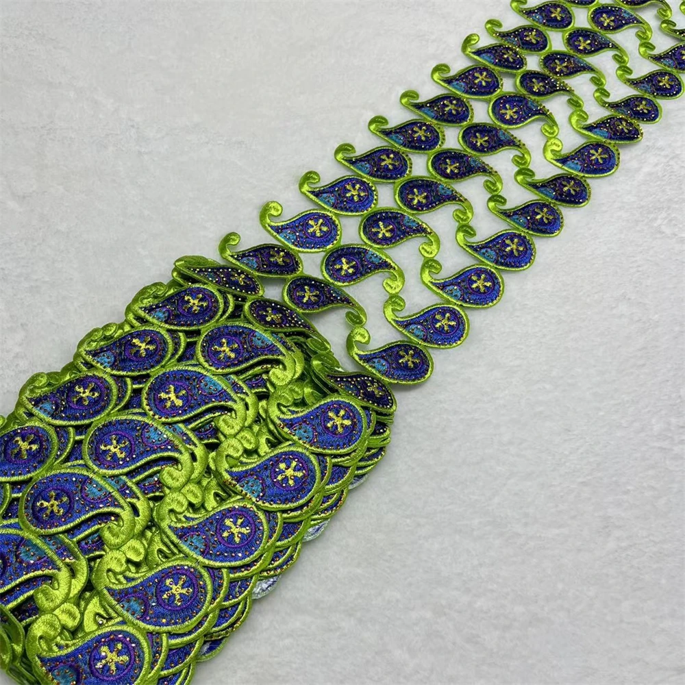 

5 Yards African Guipure Lace Fabrics With Stones High Quality Cord Lace Trim Embroidered Fabric For Women Dress