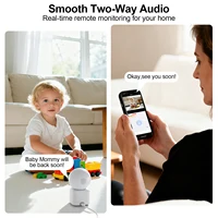 Caméra de surveillance WiFi ARCCTV 2K pour bébé, caméra de sécurité HD avec conversation bidirectionnelle, vision nocturne IR, caméra PT 360° °   Suivi automatique 6