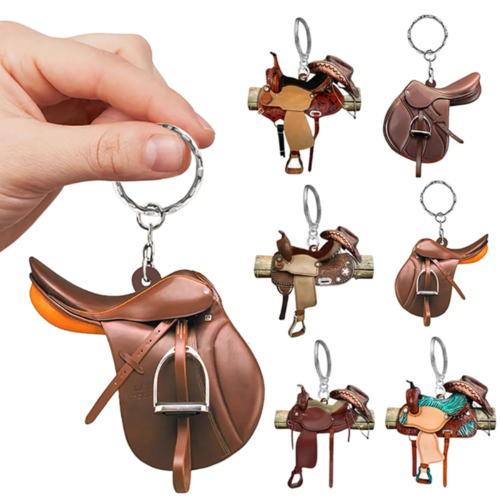 Horse Riding Shape Pendant Cowboy Saddle Keychain Decorative Pendants