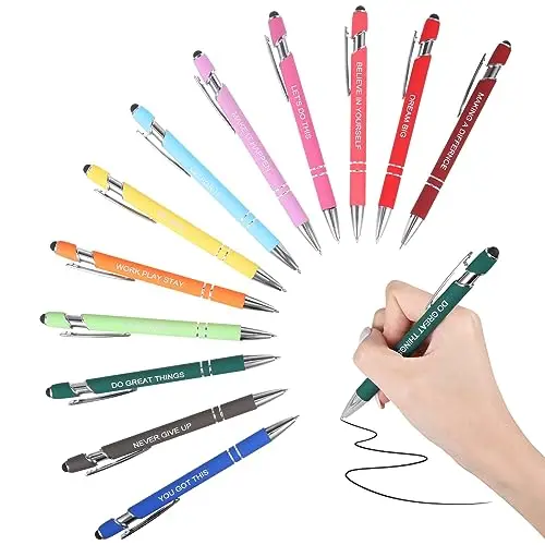 12x Durable And Stylish Ballpoint Pen With Touch Screen Class ABS Stylus Office Metal Online Courses