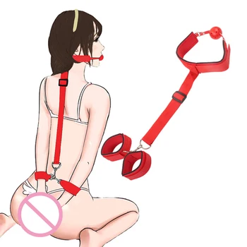 Erotic ToysFor Woman Couples Slave Neck Handcuffs NylonBDSM Bondage Restraints Collar Fetish Sex Products Gags Adult Games Whips 2