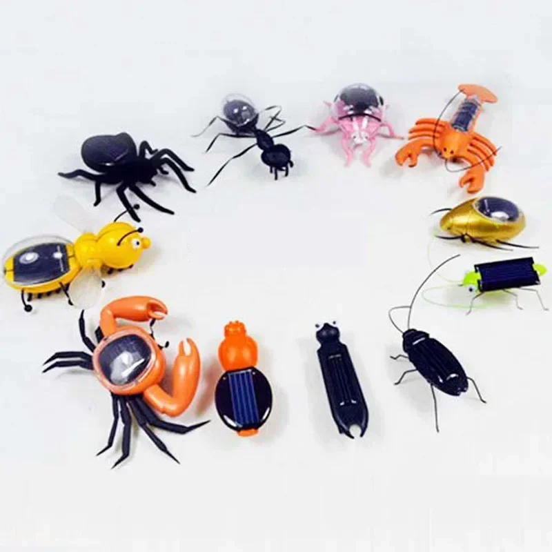 Grasshopper Toy Solar Robot Kit Solar Hummingbird Toy Solar Shark Toy Solar Flower Pot Toy Solar Plane Toy Solar Powered Spiders Crabs Ants Toys Simulation Insects Solar Powered Toys Children Cognitive Teaching Insect Model