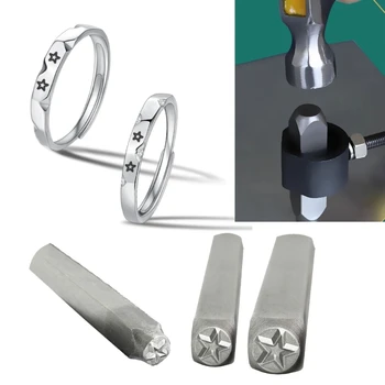 3 pz 3/6/8mm Star Punch Gioielli FAI DA TE anelli Timbro In Pelle Punch Stella LOGO Forma Pentagramma Sigillo Intaglio Timbratura Strumento Timbro di Metallo