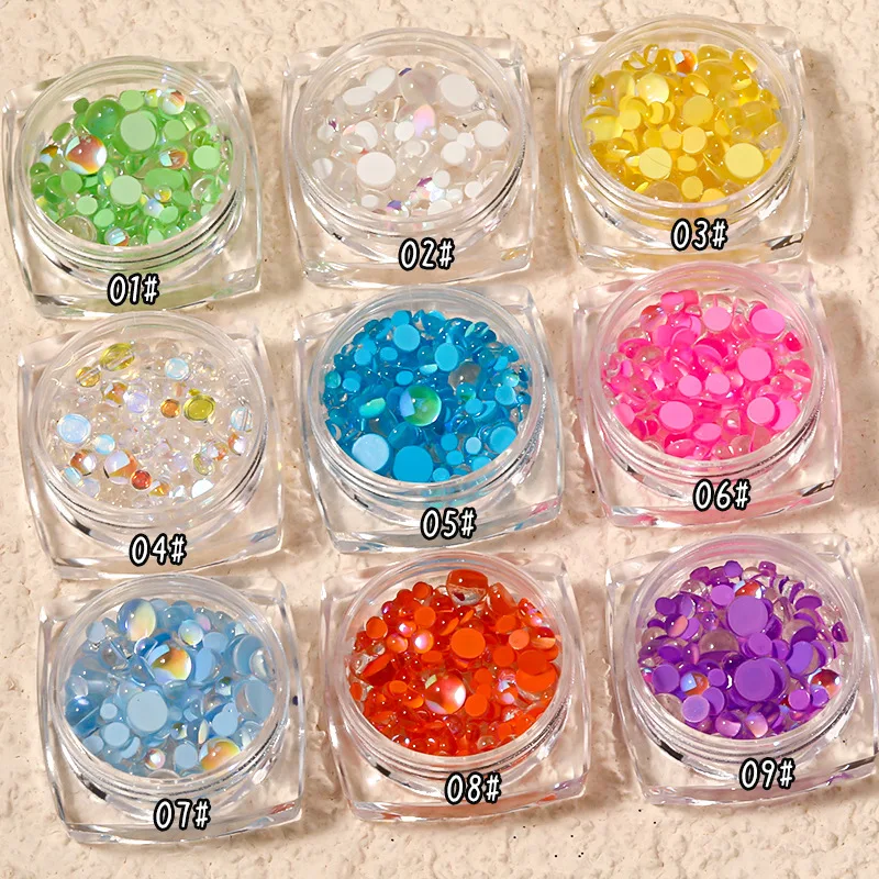 Magic Color Mermaid Round Glas Crystal Bead Used for Nail Art Microbeads 3D flat Back Nail Art Decoration Accessorie Wholesale images - 6