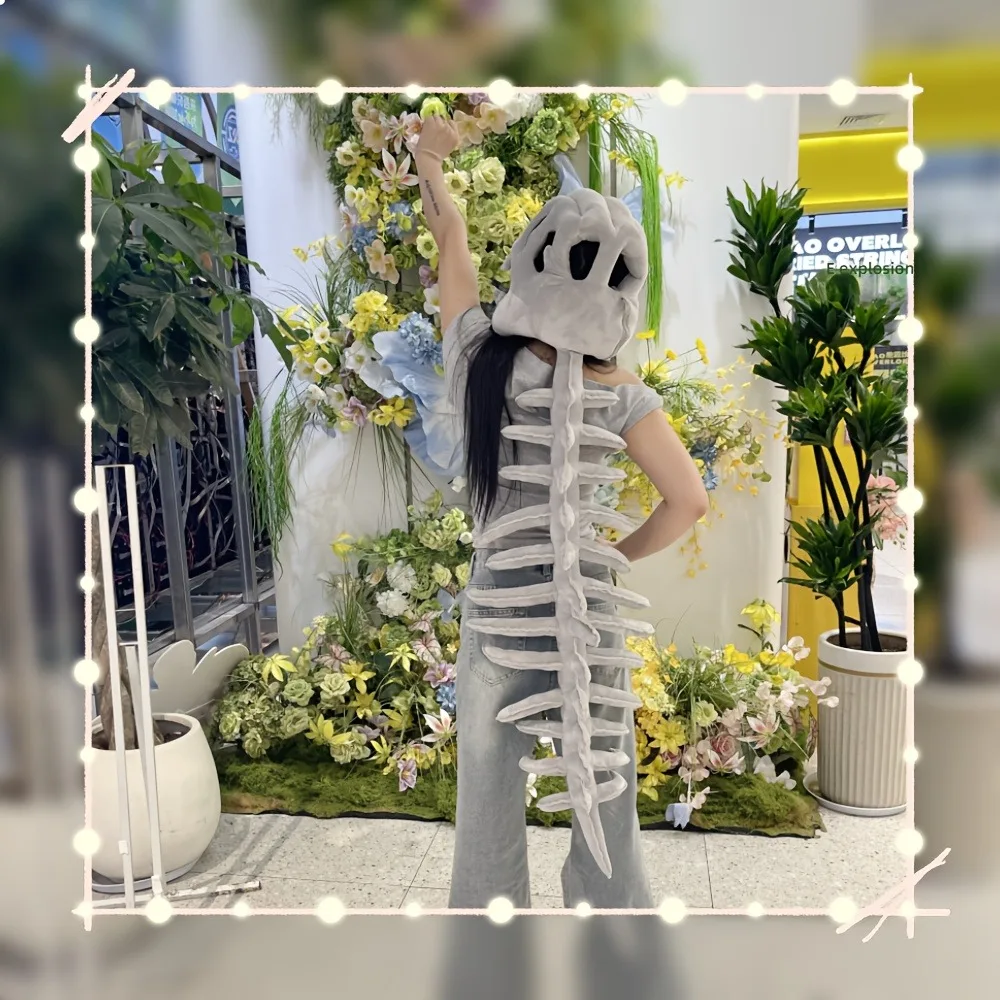 Dinosaur Skeleton Headgear Pillow,for Christmas Parties, Ideal for Party Cosplay Costume and Sofa Lounging Dino Pillows