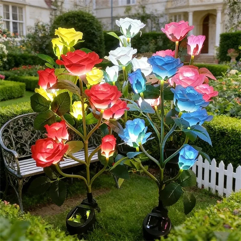 Decorative Solar Garden Rose Flower Lawn Lamp