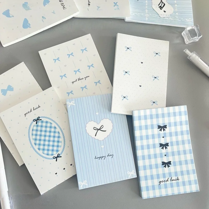 Blocco note A7 Blue Bow da 50 pagine/libro, blocco note portatile per messaggi, per l'ufficio degli studenti - immagine 4