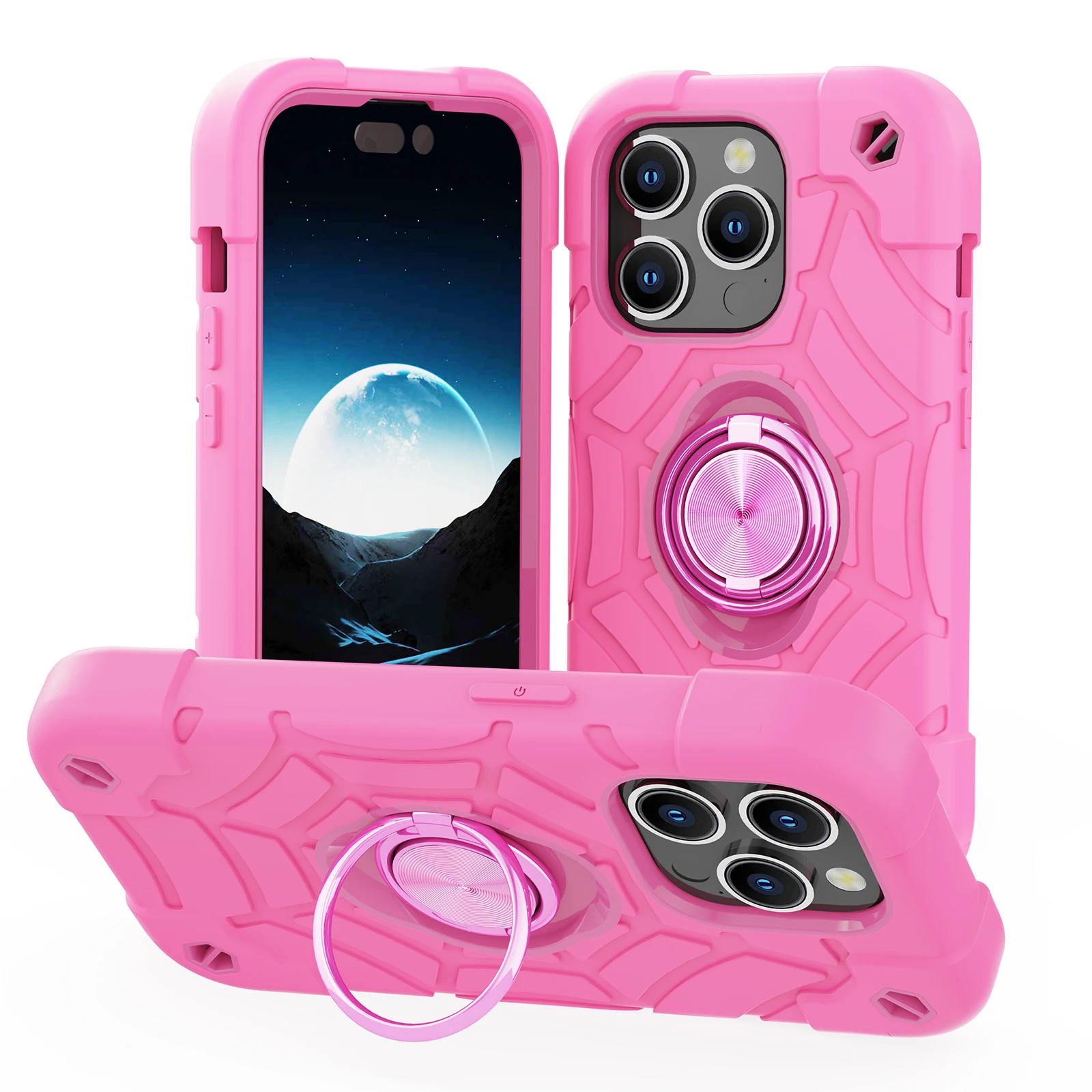 

For iPhone 15 Pro MAX Case Armor Magnetic For iPhone 15 Plus 14 Ring Kickstand Shockproof Hard PC Silicon Hybrid Rugged Cover