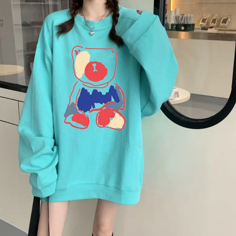 Fashion O-Neck Loose All-match Printed Sweatshirts Female Clothing 2023 Autumn New Casual Pullovers Korean Sweatshirts