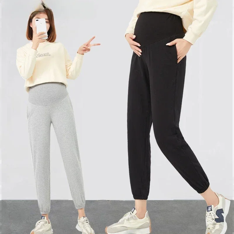 Pregnant women's leggings support pants spring wear sports haren pants spring and autumn pregnancy loose casual pants