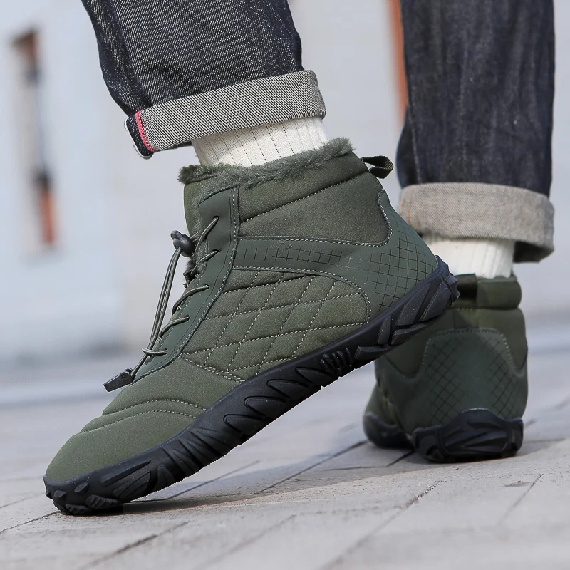 Men's Fleece-Lined Warm Casual Snow Boots, Comfortable and Warm Lining, Non-Slip and Wear-Resistant Soles, Suitable for Outdoor Activities, Snow and Other Scenes