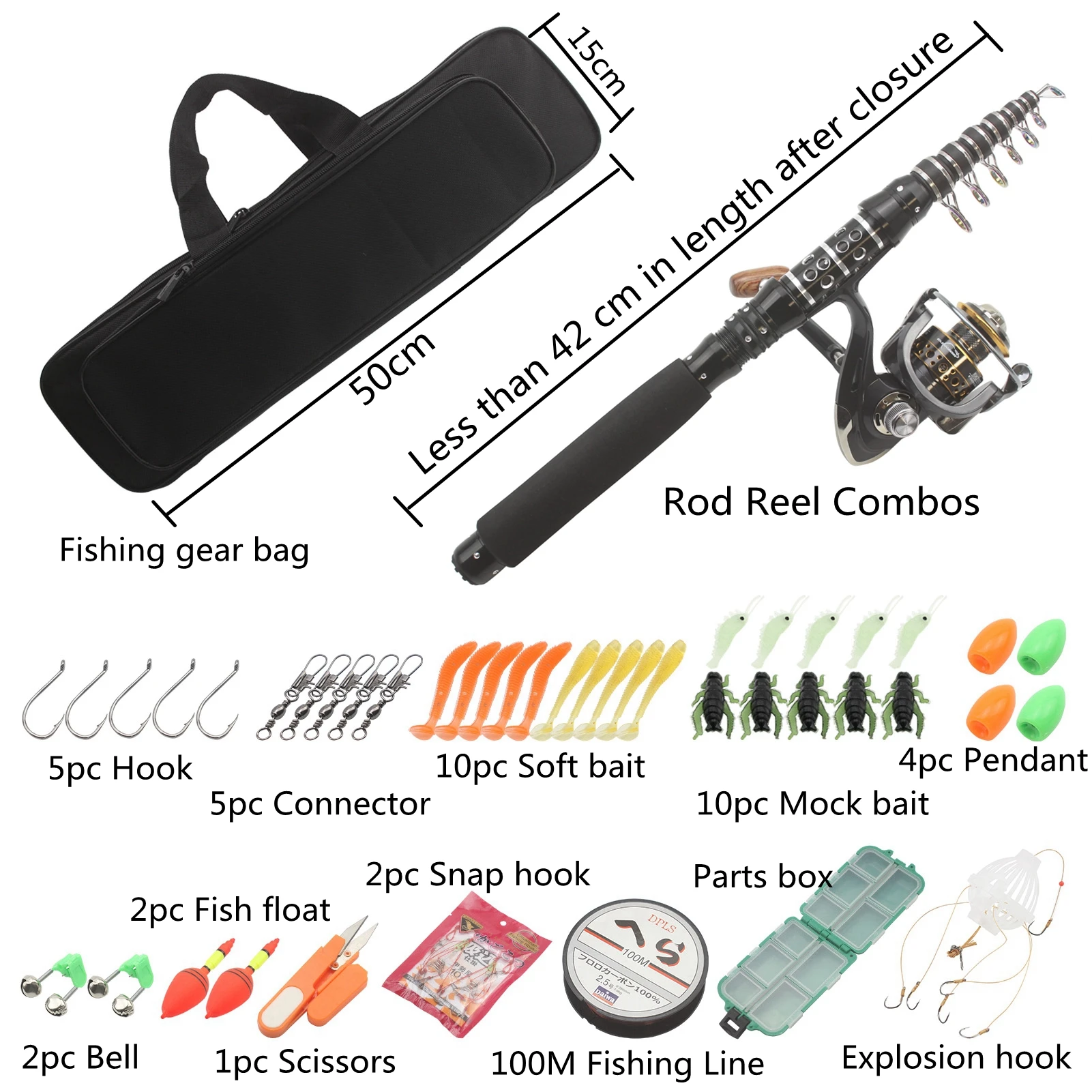 Exquisite Fishing Rod Fishing Rod and Reel Combos Telescopic