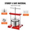 VEVOR Fruit Wine Press, 1.6 Gallon/6L, 2 Stainless Steel Barrels, Manual Juice Maker, w/ T-Handle for Outdoor, Kitchen, and Home 4