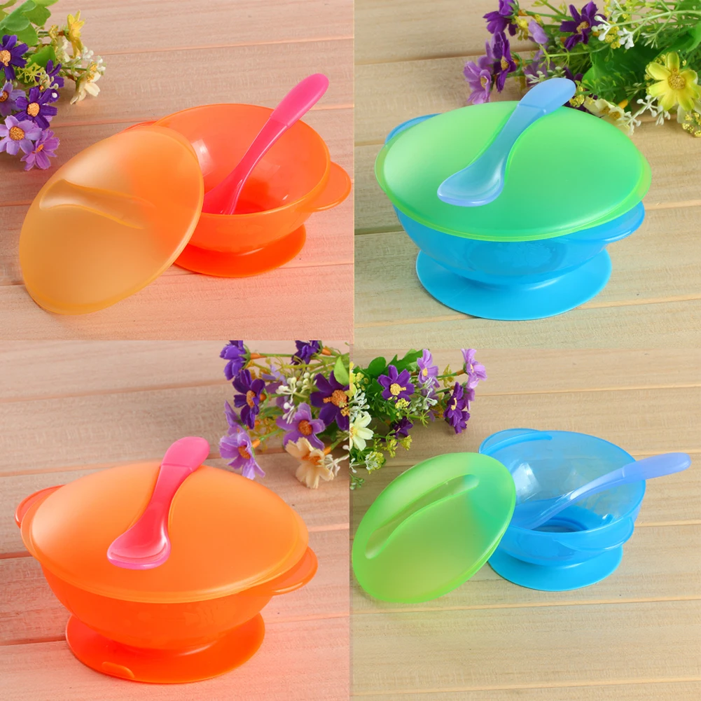 Silicone Bowl Newborn Baby Ecological Dishes Sucker Bowl Spoon Children's Tableware Non-slip Food Container