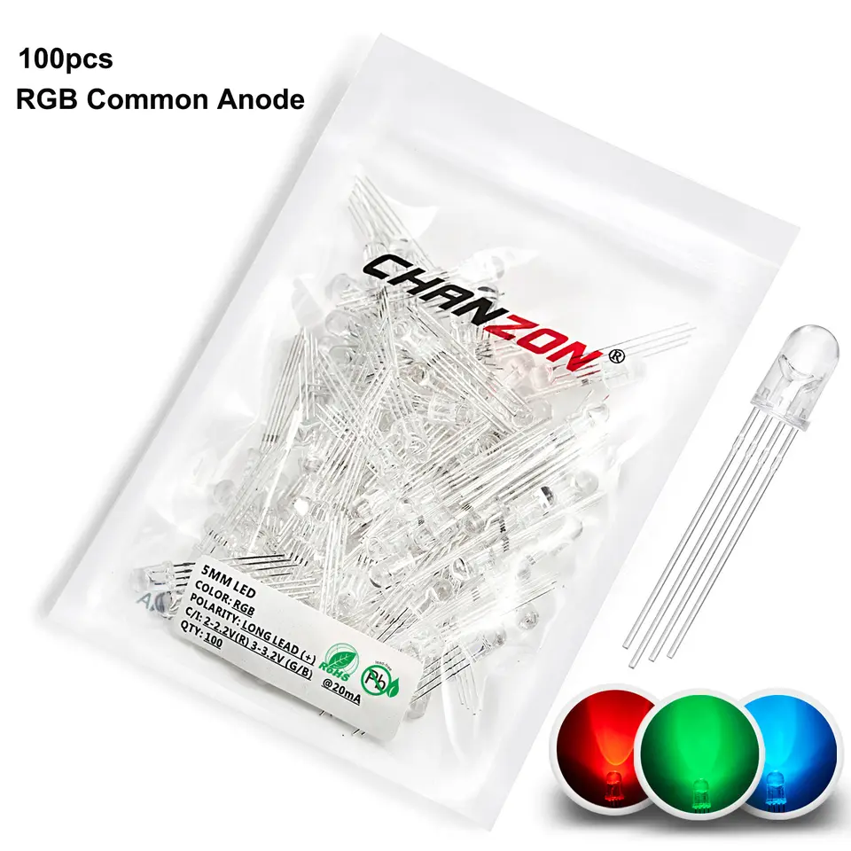 5mm 8mm 10mm Led Diode RGB Light Emitting 4 Pin Common Anode Cathode Tricolor Multicolor Clear Diffused DIY PCB Lamp Bulb image 11