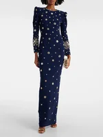 HIGH STREET Newest Fashion 2026 Designer Party Vestido Women's Formal Long Sleeve Luxurious Beaded Long Maxi Dress - Image 2