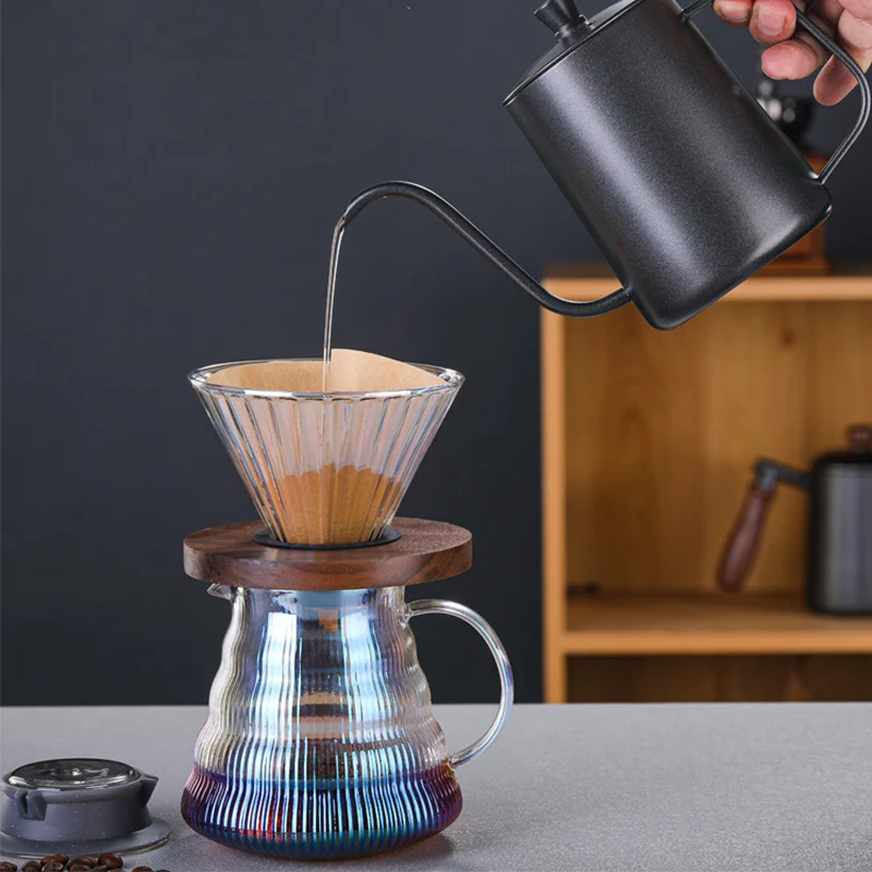 Pour Over Coffee Maker 400/600/800/1000ml Reusable Stainless Steel Filter  Coffee Dripper With Anti-scald Wooden Handle - Coffee Pots - AliExpress