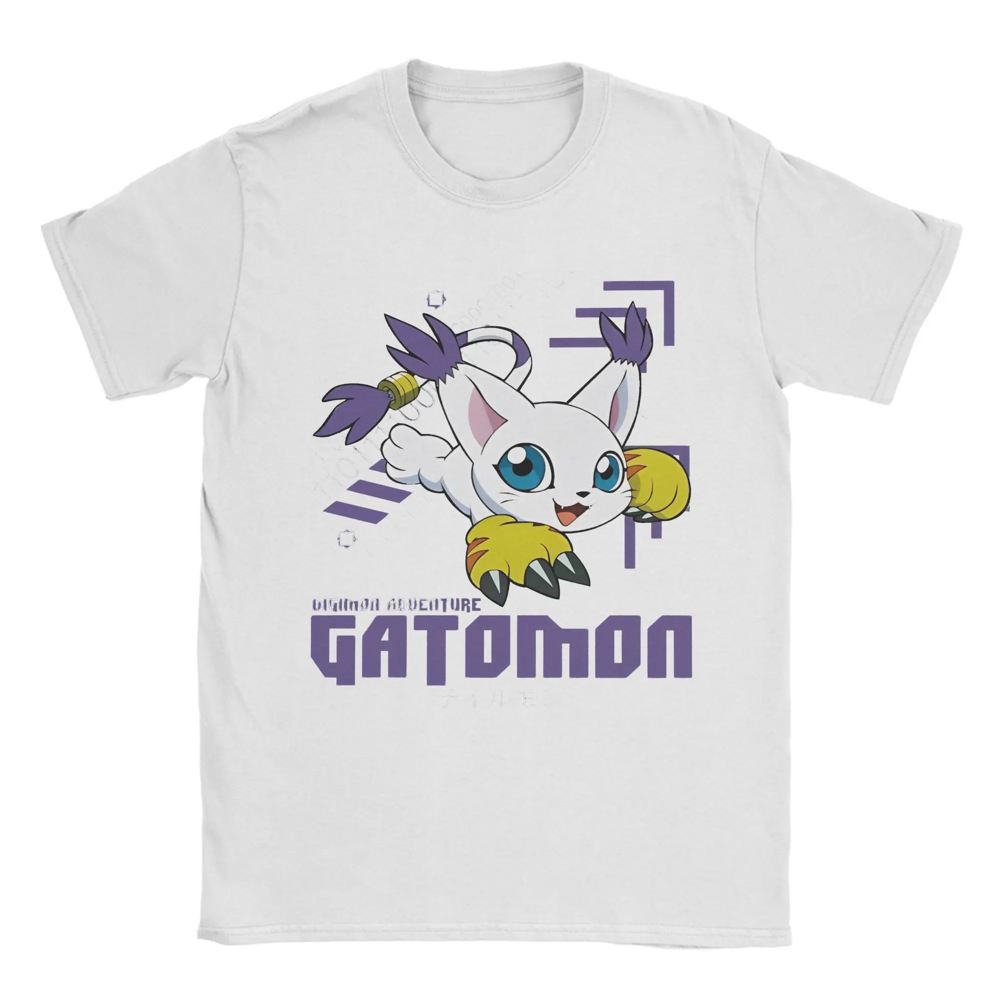 Digimon Adventure Gatomon T-Shirts für Herren und Damen, tolles T-Shirt aus reiner Baumwolle, Rundhals-T-Shirt, kurzärmelig, Übergröße