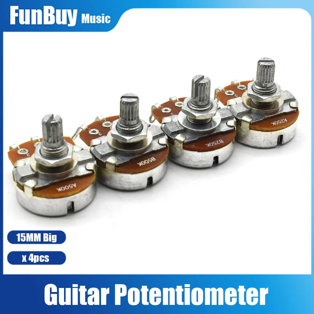 15mm A250K B250k A500K B500K Short Shaft 15mm Linear Pot Guitar Tone Potentiometer for Electric Guitar 4pcs guitar tool