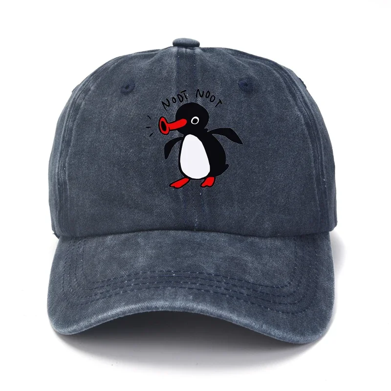 New Pingu Pinga Penguin TV Print Baseball Caps Unisex Washed Denim Noot Dad Cap Men Women 100% Cotton Visor Protection Snapback 4