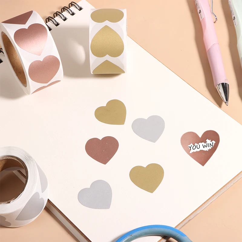 Pegatinas Para Rascar En Forma De Corazón - Pack De 20 (10 Doradas, 10 Plateadas), 8x7 Cm