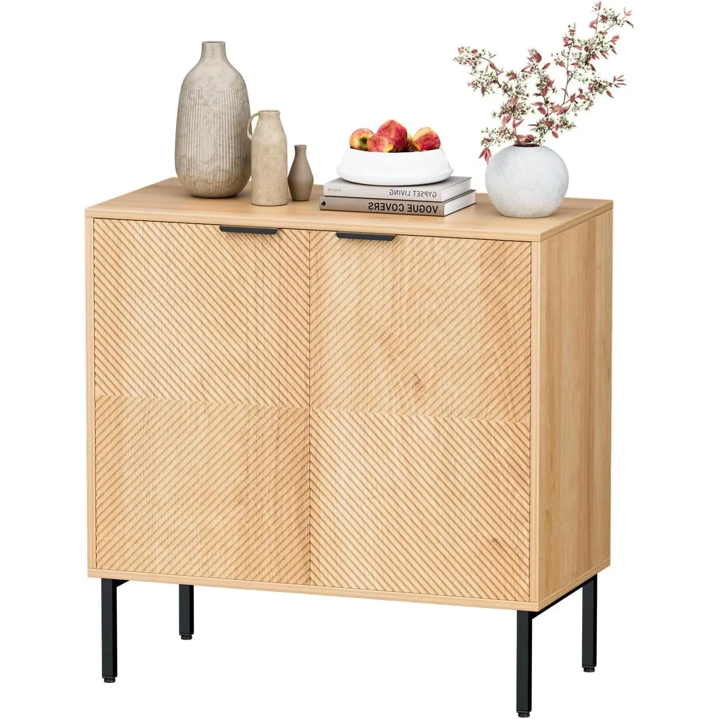 خزانة بوفيه جانبية مع أبواب وأرفف قابلة للتعديل، و...