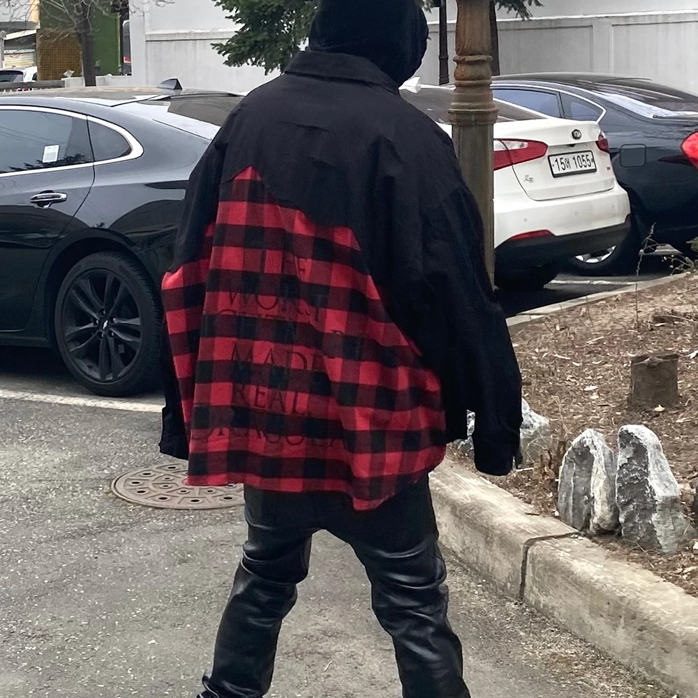 

Рубашка мужская оверсайз с длинным рукавом, составного кроя