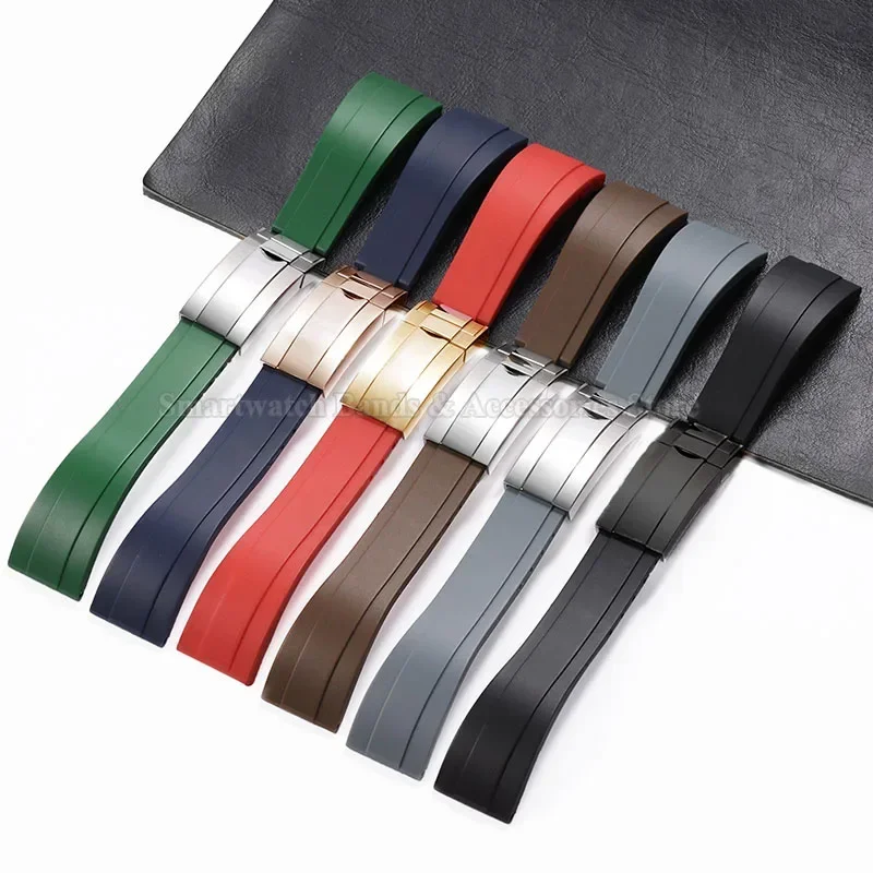 Enhanced Waterproof Silicone Sport Watch Strap with Metal Fold Buckle - 20mm Rubber Wrist Band
