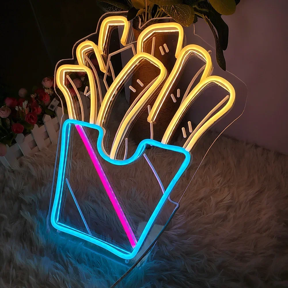 LED Neon Sign Hamburger Light Pizza patatine fritte Hot Dog Ramen Party Bedroom Home Decor luce decorativa luminosa