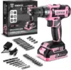 Power Drill Cordless: DEKO Pink Cordless Drill 20V Electric Power Drill Set Tool for Women 1