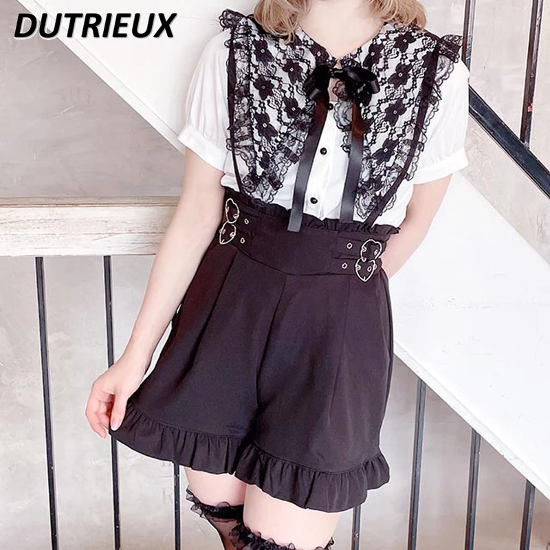 Mine Series Spring and Summer New Women's College Style Age-Reducing Sweet Hot Girl High Waist Slimming Suspender Shorts