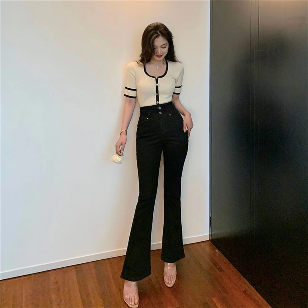 Flare Jeans Low Waist Loose Comfortable Jeans For Women Pants 2022 Elastic Fashion Boyfriend Style Denim Pant Trousers women
