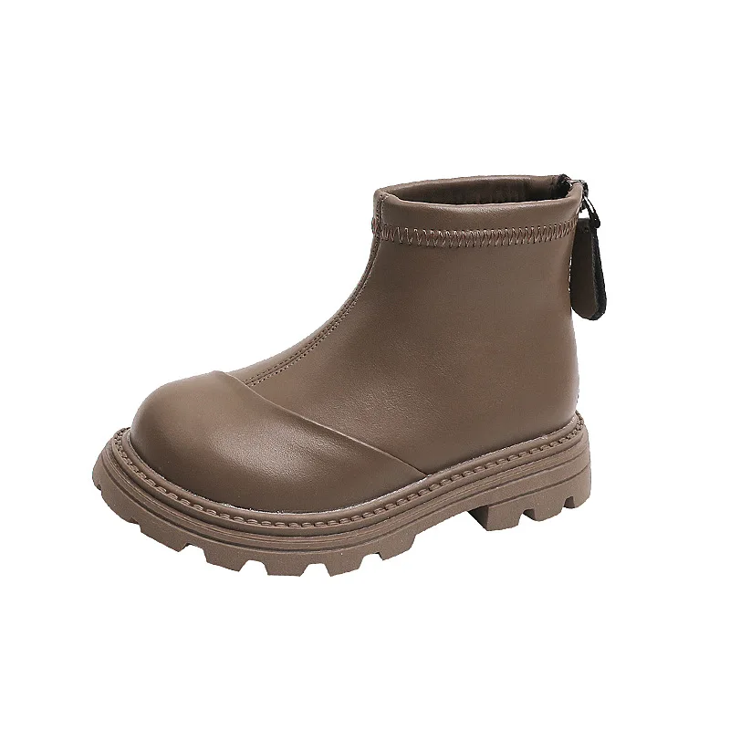 

Children Casual Boots New Boys Girls Boots Back Zipper Fashion Round-toe Britain Style Kids Shoes Versatile Soft Princess Boots