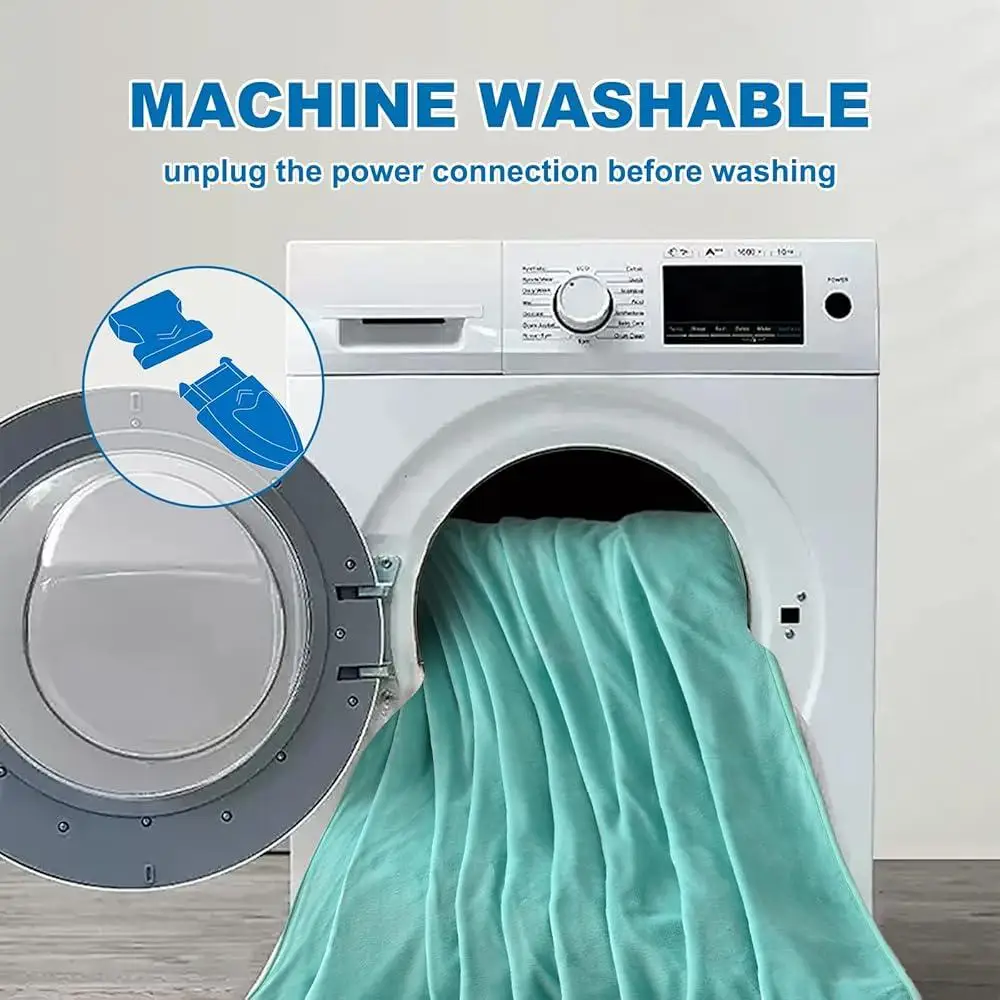 Heated Blanket Electric Flannel Twin Size Soft Warm Cozy 4 Heat Settings Auto Shut Off Machine Washable Energy Saving Safe