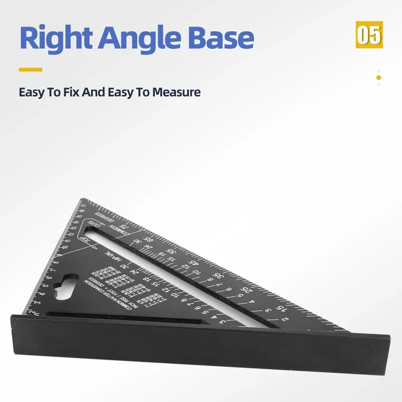 Triangle Ruler Woodworking Measuring Gauge Triangle Ruler 7Inch Measurement Tool Aluminium Alloy Carpenter Set Square Angle Woodworking Tools Try Square Triangular Metric