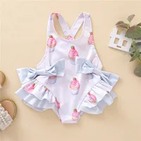Baby Girls Swimwears Summer Bikini Set Sun Protection Kids Cute Floral Toddler Learn Swimming Suits One-Piece Sunbeach Swimsuits 2