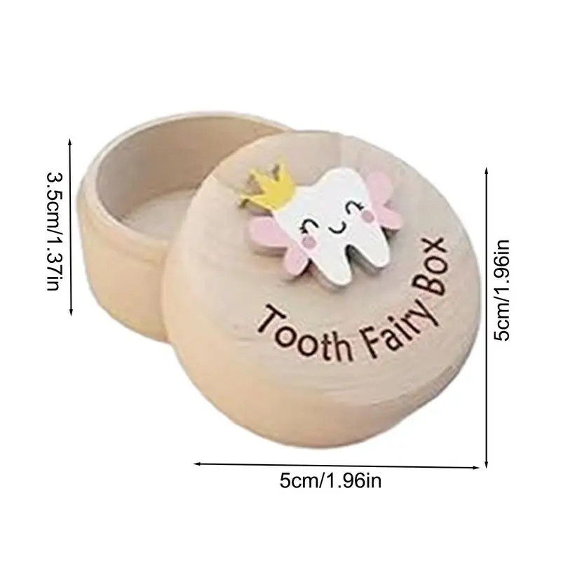 Baby Milk Teeth Keepsake Wooden Box Save Children Kids First Tooth Souvenir Gift